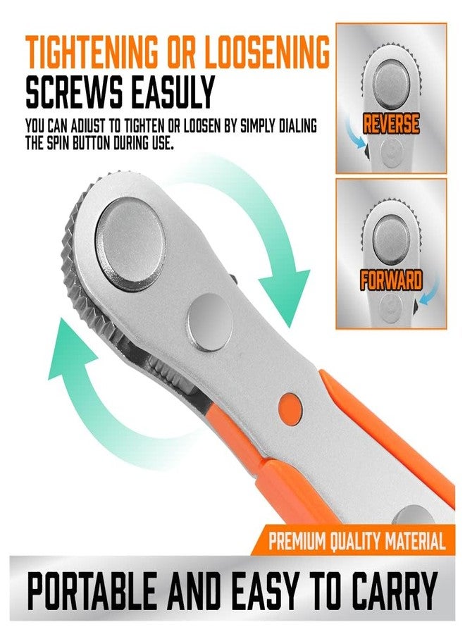 KBZONE Mini Ratchet Torx Wrench 12-Pieces & Bit Set,Screwdriver Bits With Magnetic 110 Mm 1/4 Inch4-Drive High Torque Offset Reversible Mini Ratcheting For Gadgets, Machines,Pocket Size Close Quarters - Image 4
